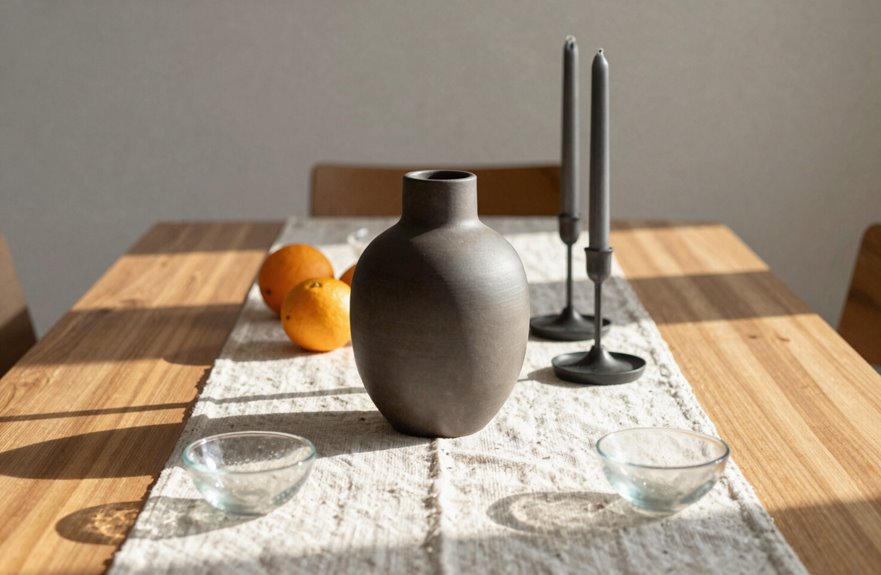 6 Ways to Decorate Your Everyday Dining Room Table 2 bold centerpiece anchors balanced height
