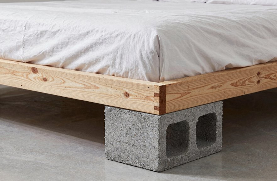 concrete blocks for sturdy bed foundation