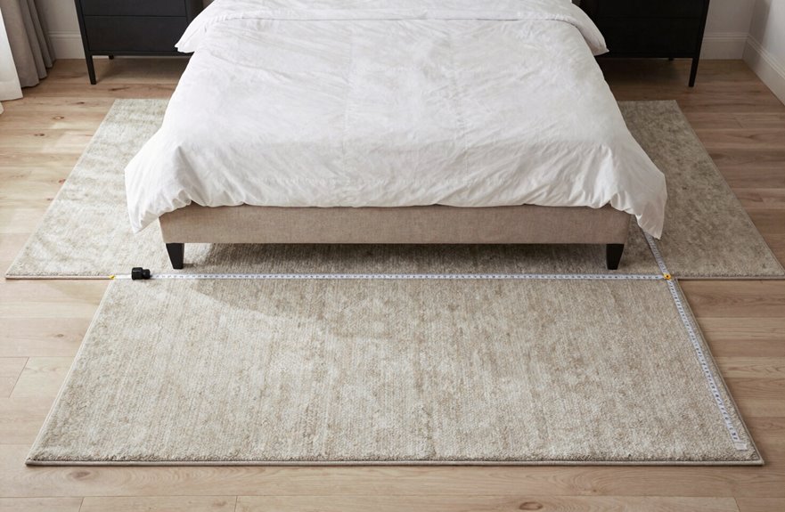 How to Place Master Bedroom Rugs in 5 Steps 2 measure bed rug sizes precisely