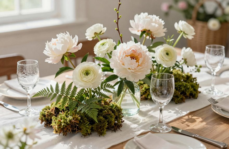 Table Decoration Examples for Every Season 2 spring inspired nature themed centerpieces with pastel roses
