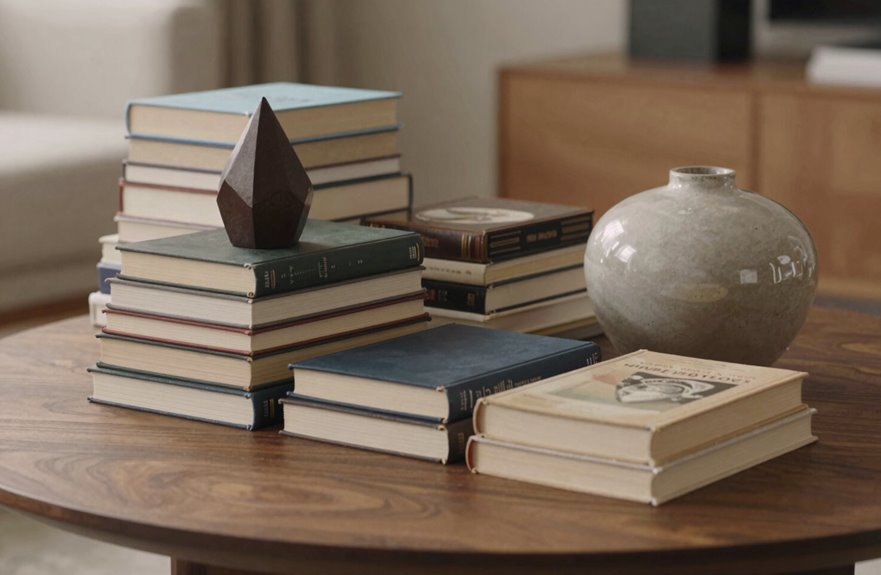stacked books for height variation