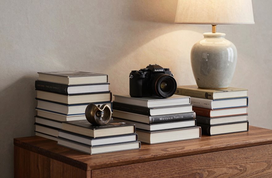 7 Ways to Style Your Side Table Like a Designer 5 stacked books varied heights