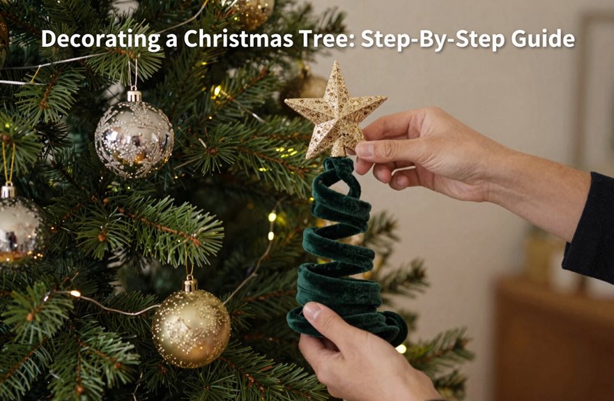 Decorating a Christmas Tree: Step-by-Step Guide 3 topper placement layered garland structure
