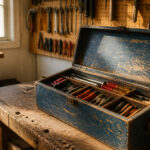 A garage featuring multiple tool storage ideas including pegboards and shelves.