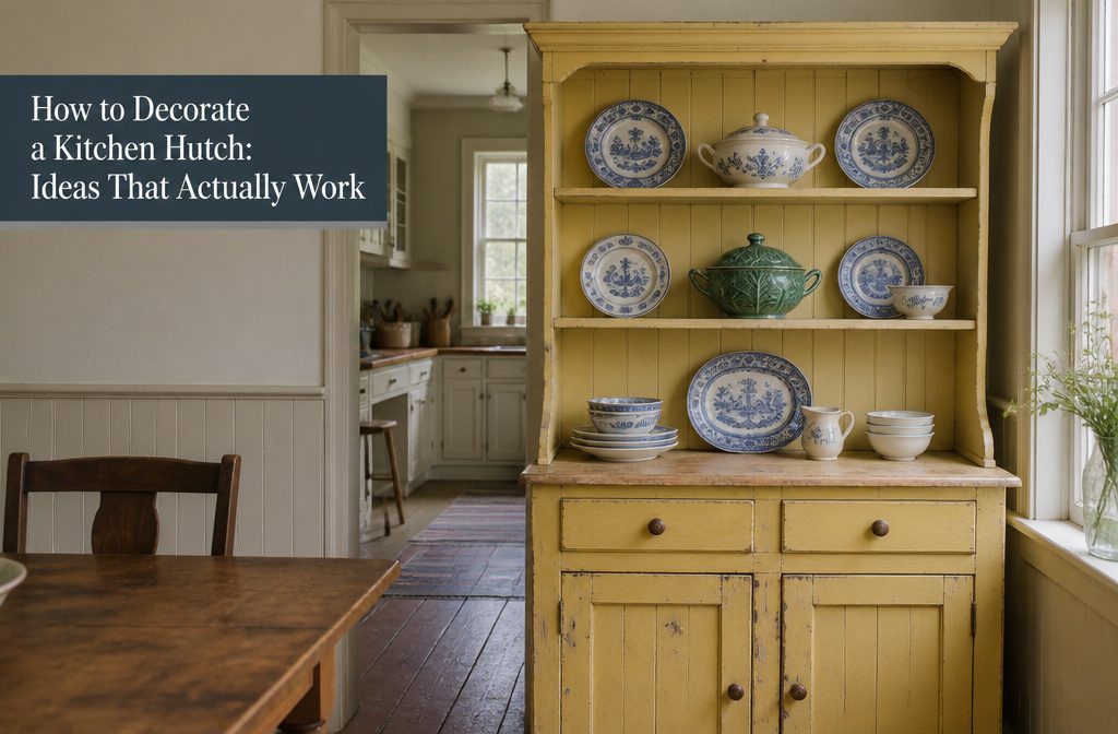 Kitchen hutch with open shelves ready for dishes and decor